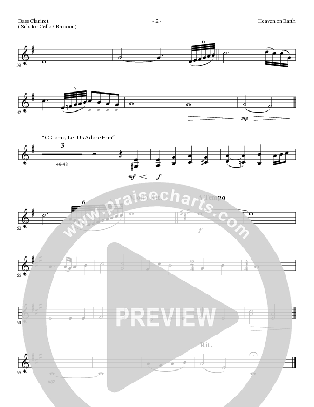 Heaven On Earth with O Come Let Us Adore Him (Choral Anthem SATB) Bass Clarinet (Lillenas Choral / Arr. Phil Nitz)