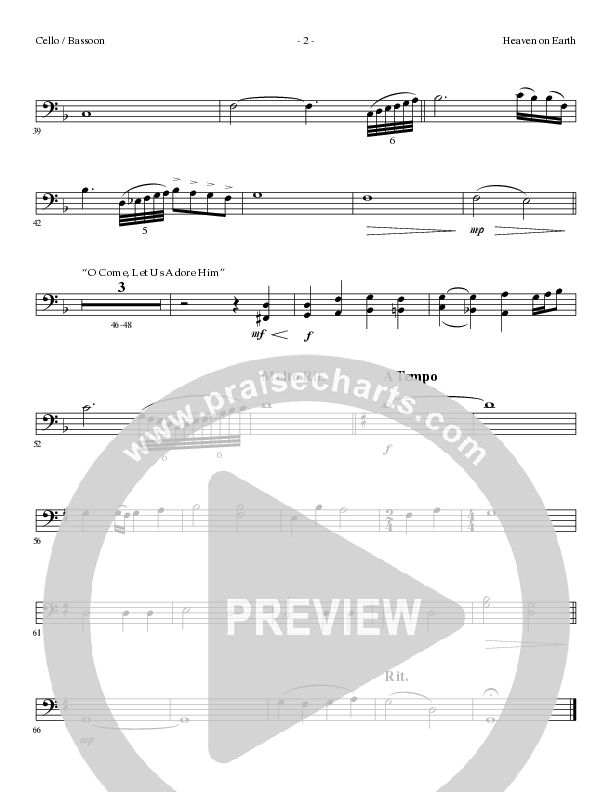 Heaven On Earth with O Come Let Us Adore Him (Choral Anthem SATB) Cello (Lillenas Choral / Arr. Phil Nitz)