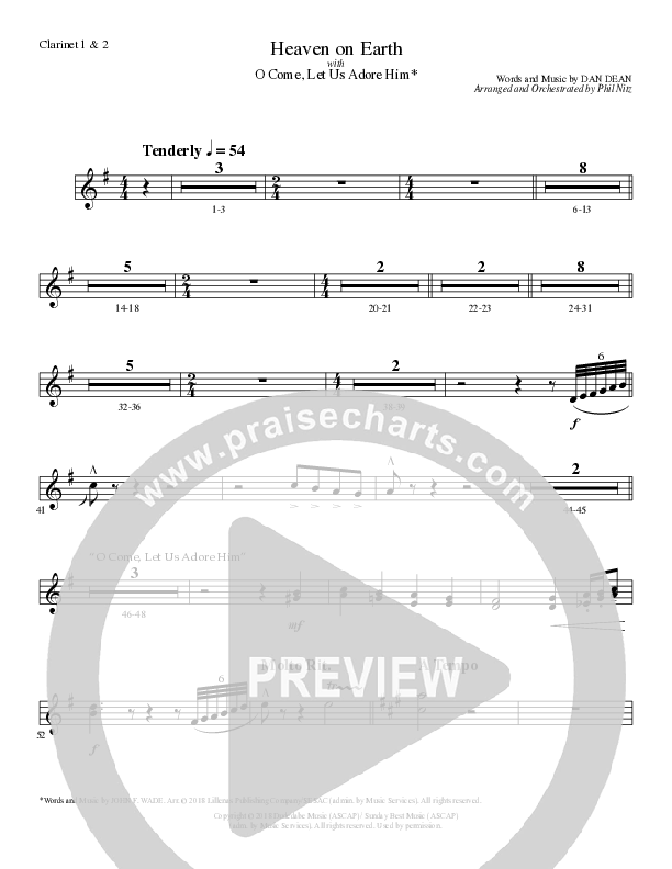 Heaven On Earth with O Come Let Us Adore Him (Choral Anthem SATB) Clarinet 1/2 (Lillenas Choral / Arr. Phil Nitz)