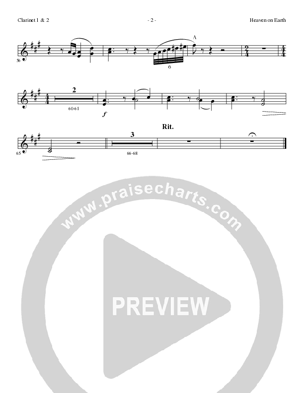 Heaven On Earth with O Come Let Us Adore Him (Choral Anthem SATB) Clarinet 1/2 (Lillenas Choral / Arr. Phil Nitz)
