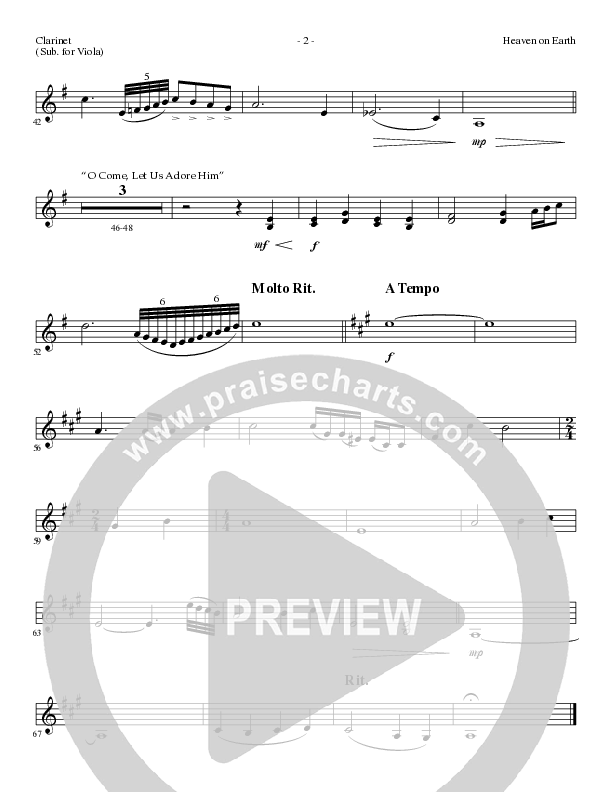 Heaven On Earth with O Come Let Us Adore Him (Choral Anthem SATB) Clarinet (Lillenas Choral / Arr. Phil Nitz)