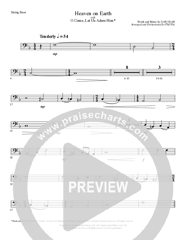 Heaven On Earth with O Come Let Us Adore Him (Choral Anthem SATB) Double Bass (Lillenas Choral / Arr. Phil Nitz)