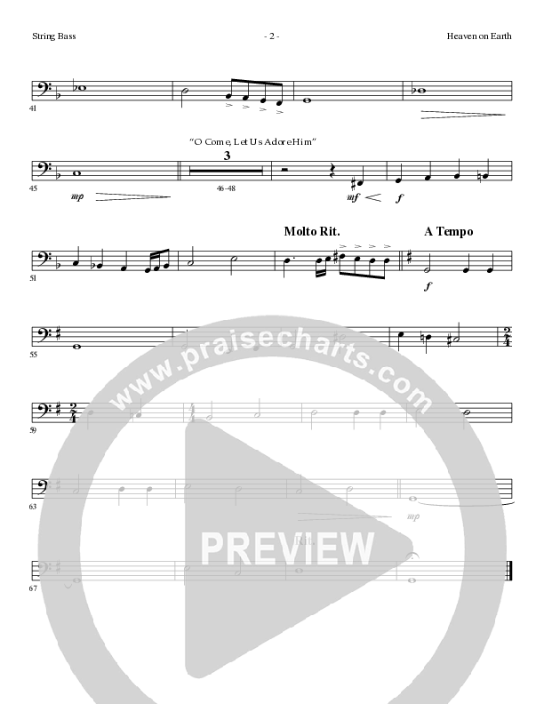 Heaven On Earth with O Come Let Us Adore Him (Choral Anthem SATB) Double Bass (Lillenas Choral / Arr. Phil Nitz)