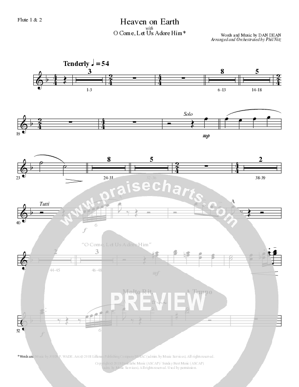 Heaven On Earth with O Come Let Us Adore Him (Choral Anthem SATB) Flute 1/2 (Lillenas Choral / Arr. Phil Nitz)