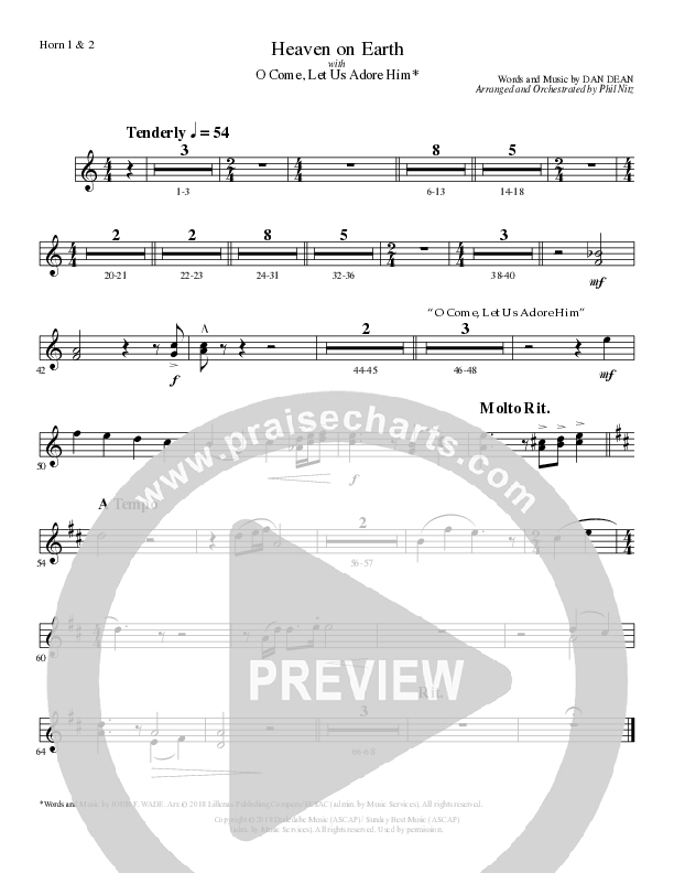 Heaven On Earth with O Come Let Us Adore Him (Choral Anthem SATB) French Horn 1/2 (Lillenas Choral / Arr. Phil Nitz)
