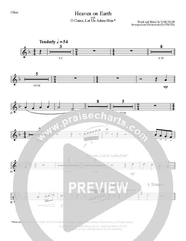 Heaven On Earth with O Come Let Us Adore Him (Choral Anthem SATB) Oboe (Lillenas Choral / Arr. Phil Nitz)