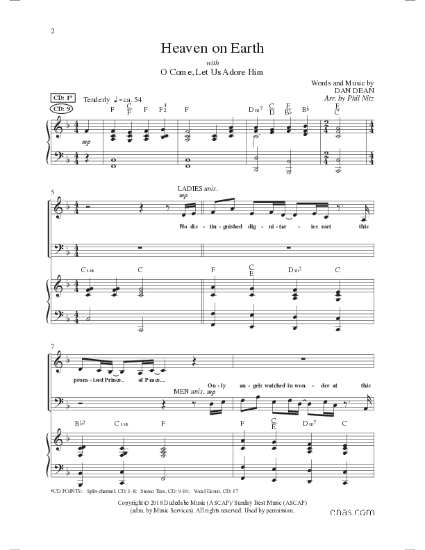 Heaven On Earth with O Come Let Us Adore Him (Choral Anthem SATB) Anthem (SATB/Piano) (Lillenas Choral / Arr. Phil Nitz)