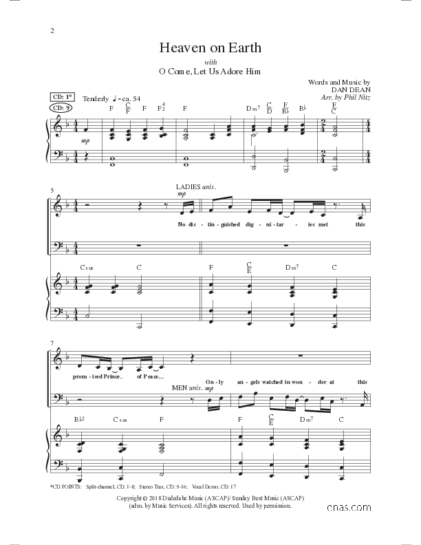 Heaven On Earth with O Come Let Us Adore Him (Choral Anthem SATB) Anthem (SATB/Piano) (Lillenas Choral / Arr. Phil Nitz)