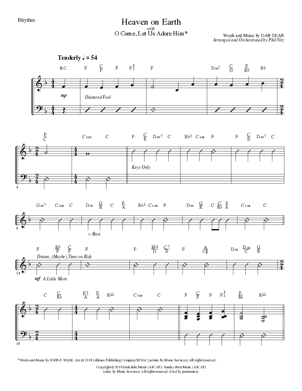 Heaven On Earth with O Come Let Us Adore Him (Choral Anthem SATB) Rhythm Chart (Lillenas Choral / Arr. Phil Nitz)