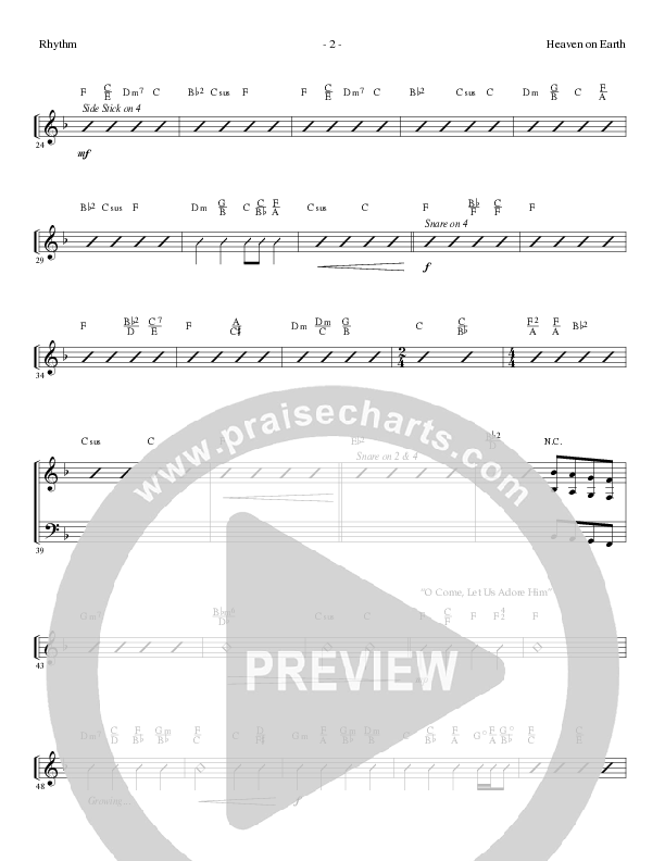 Heaven On Earth with O Come Let Us Adore Him (Choral Anthem SATB) Rhythm Chart (Lillenas Choral / Arr. Phil Nitz)