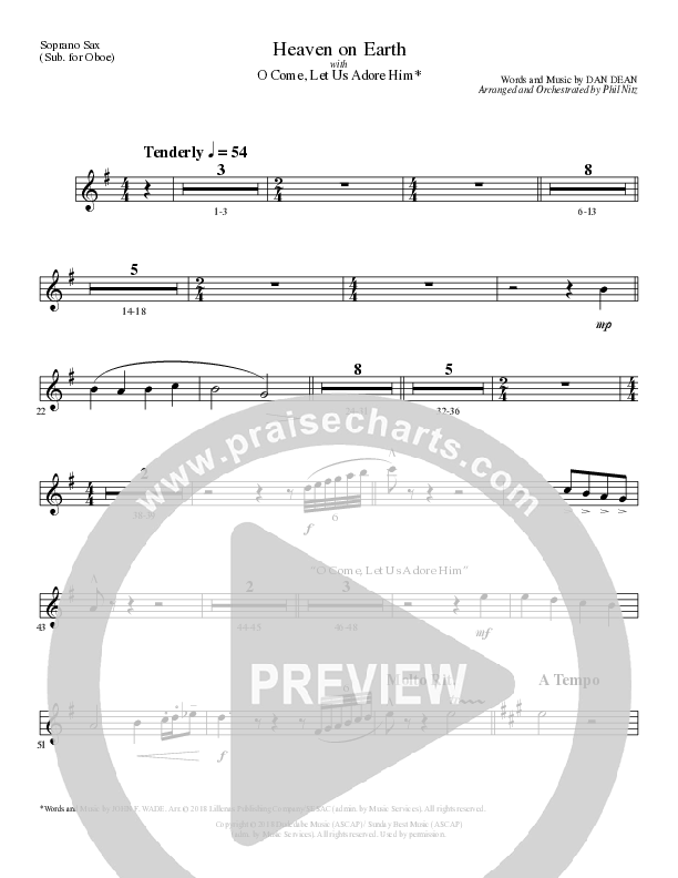 Heaven On Earth with O Come Let Us Adore Him (Choral Anthem SATB) Soprano Sax (Lillenas Choral / Arr. Phil Nitz)