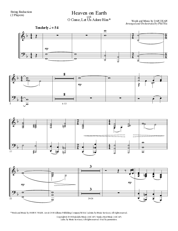 Heaven On Earth with O Come Let Us Adore Him (Choral Anthem SATB) String Reduction (Lillenas Choral / Arr. Phil Nitz)