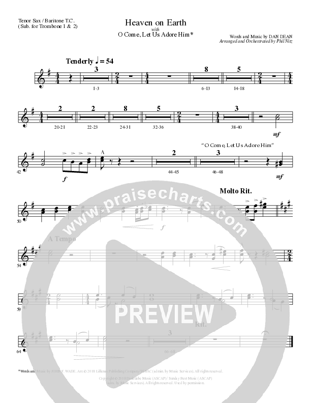Heaven On Earth with O Come Let Us Adore Him (Choral Anthem SATB) Tenor Sax/Baritone T.C. (Lillenas Choral / Arr. Phil Nitz)