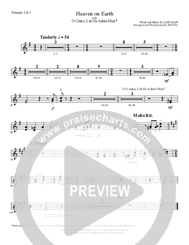 Heaven On Earth with O Come Let Us Adore Him (Choral Anthem SATB) Trumpet 2/3 (Lillenas Choral / Arr. Phil Nitz)