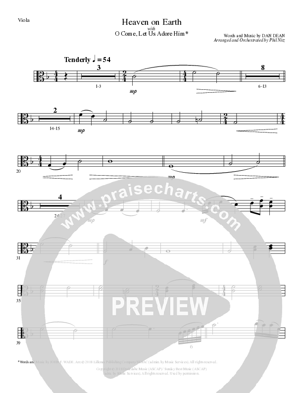 Heaven On Earth with O Come Let Us Adore Him (Choral Anthem SATB) Viola (Lillenas Choral / Arr. Phil Nitz)