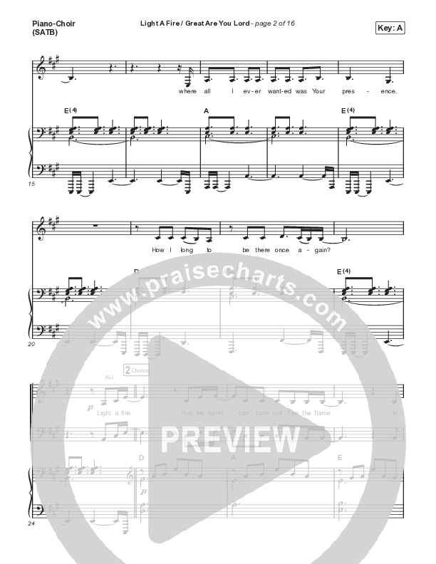 Light A Fire / Great Are You Lord Piano/Vocal Pack (David Leonard)