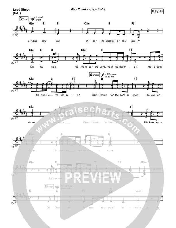 Give Thanks Lead Sheet (SAT) (Hannah Hobbs)