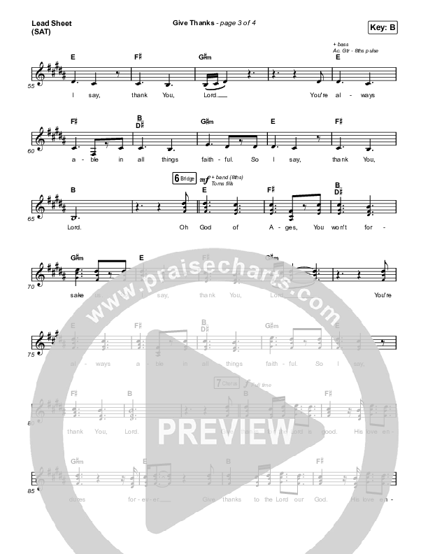 Give Thanks Lead Sheet (SAT) (Hannah Hobbs)