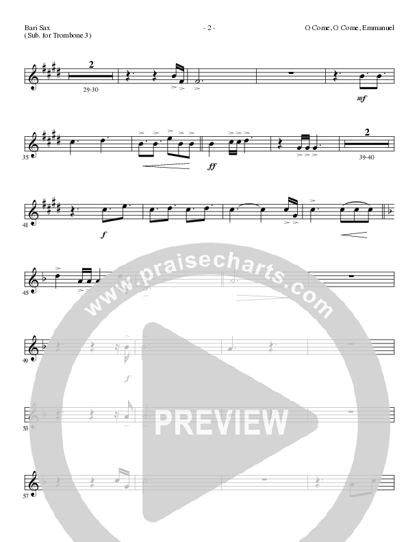 O Come O Come Emmanuel (Choral Anthem SATB) Bari Sax (Lillenas Choral / Arr. Gary Rhodes / Orch. Tim Cates)