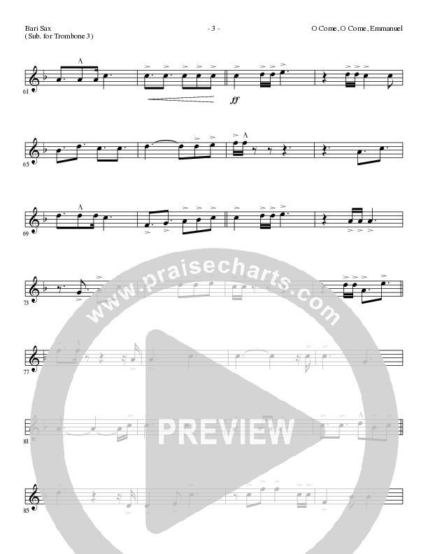 O Come O Come Emmanuel (Choral Anthem SATB) Bari Sax (Lillenas Choral / Arr. Gary Rhodes / Orch. Tim Cates)