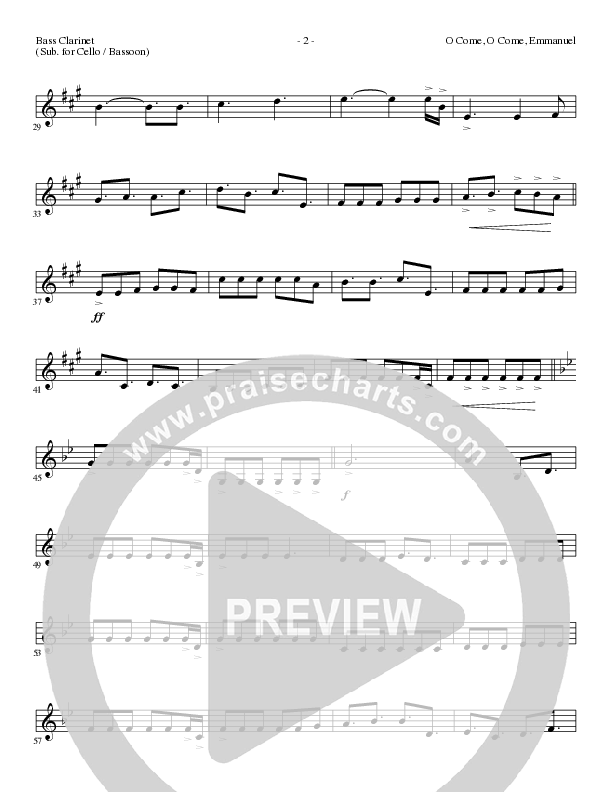 O Come O Come Emmanuel (Choral Anthem SATB) Bass Clarinet (Lillenas Choral / Arr. Gary Rhodes / Orch. Tim Cates)