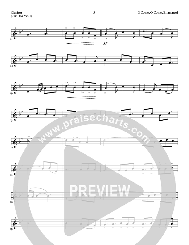 O Come O Come Emmanuel (Choral Anthem SATB) Clarinet (Lillenas Choral / Arr. Gary Rhodes / Orch. Tim Cates)