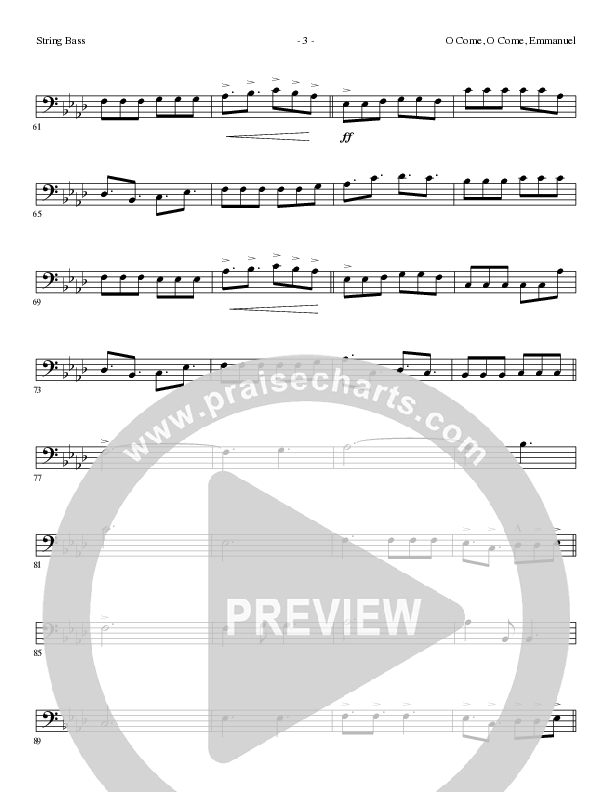 O Come O Come Emmanuel (Choral Anthem SATB) Double Bass (Lillenas Choral / Arr. Gary Rhodes / Orch. Tim Cates)