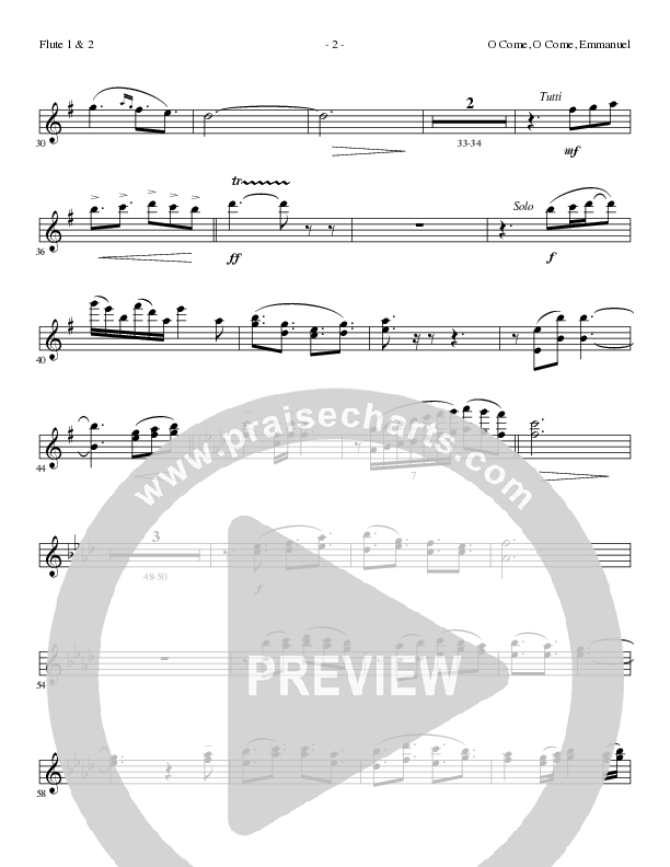 O Come O Come Emmanuel (Choral Anthem SATB) Flute 1/2 (Lillenas Choral / Arr. Gary Rhodes / Orch. Tim Cates)
