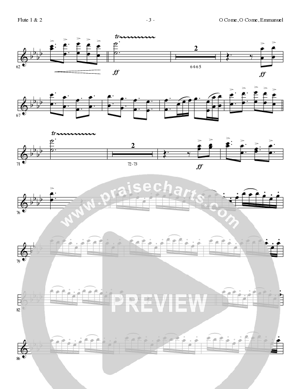 O Come O Come Emmanuel (Choral Anthem SATB) Flute 1/2 (Lillenas Choral / Arr. Gary Rhodes / Orch. Tim Cates)
