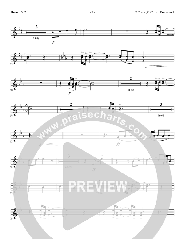 O Come O Come Emmanuel (Choral Anthem SATB) French Horn 1/2 (Lillenas Choral / Arr. Gary Rhodes / Orch. Tim Cates)