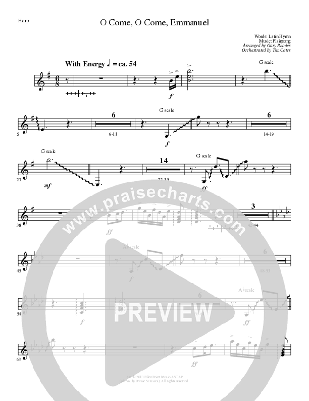 O Come O Come Emmanuel (Choral Anthem SATB) Harp (Lillenas Choral / Arr. Gary Rhodes / Orch. Tim Cates)
