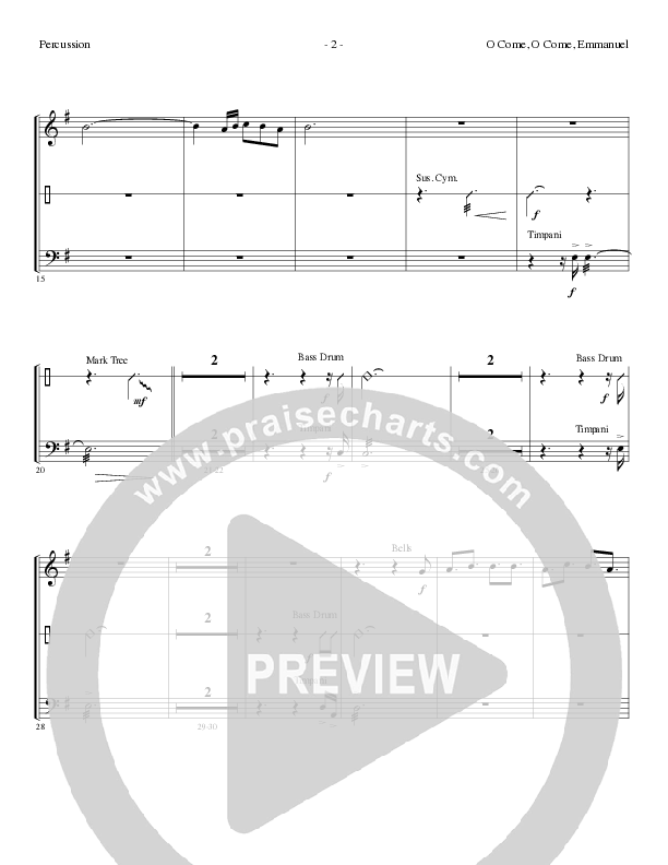 O Come O Come Emmanuel (Choral Anthem SATB) Percussion (Lillenas Choral / Arr. Gary Rhodes / Orch. Tim Cates)