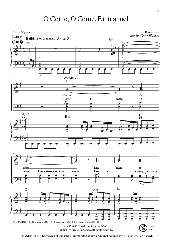 O Come O Come Emmanuel (Choral Anthem SATB) Anthem (SATB/Piano) (Lillenas Choral / Arr. Gary Rhodes / Orch. Tim Cates)