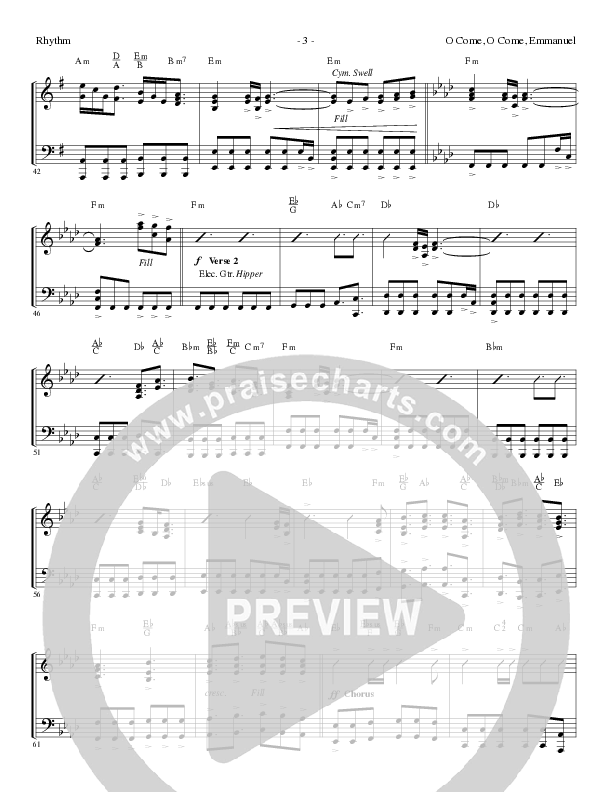 O Come O Come Emmanuel (Choral Anthem SATB) Rhythm Chart (Lillenas Choral / Arr. Gary Rhodes / Orch. Tim Cates)