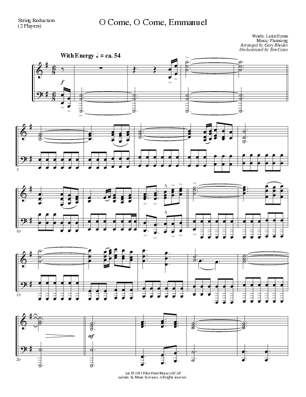 O Come O Come Emmanuel (Choral Anthem SATB) String Reduction (Lillenas Choral / Arr. Gary Rhodes / Orch. Tim Cates)