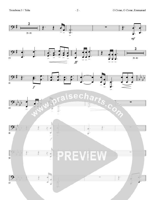 O Come O Come Emmanuel (Choral Anthem SATB) Trombone 3/Tuba (Lillenas Choral / Arr. Gary Rhodes / Orch. Tim Cates)
