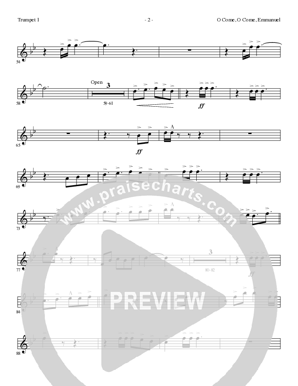 O Come O Come Emmanuel (Choral Anthem SATB) Trumpet 1 (Lillenas Choral / Arr. Gary Rhodes / Orch. Tim Cates)