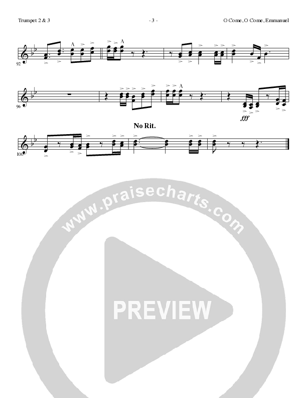 O Come O Come Emmanuel (Choral Anthem SATB) Trumpet 2/3 (Lillenas Choral / Arr. Gary Rhodes / Orch. Tim Cates)