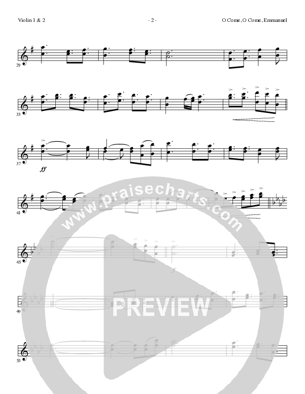 O Come O Come Emmanuel (Choral Anthem SATB) Violin 1/2 (Lillenas Choral / Arr. Gary Rhodes / Orch. Tim Cates)