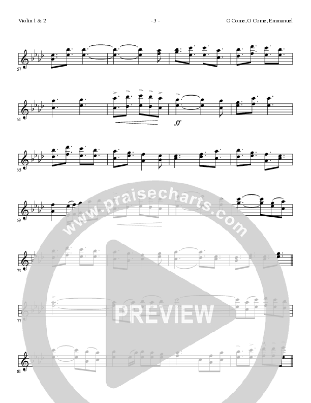 O Come O Come Emmanuel (Choral Anthem SATB) Violin 1/2 (Lillenas Choral / Arr. Gary Rhodes / Orch. Tim Cates)