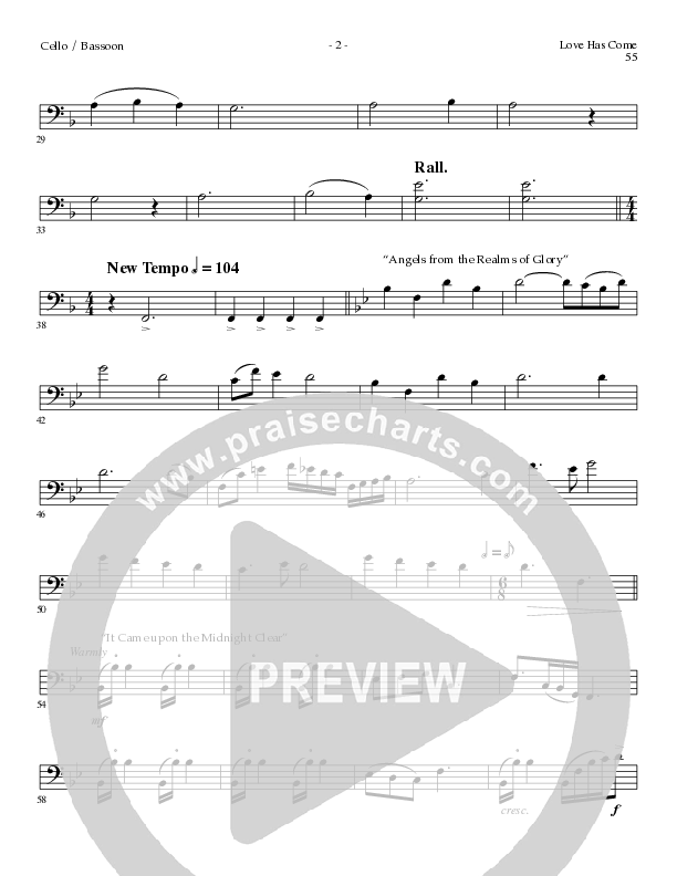 Love Has Come (with Angels From The Realms Of Glory, It Came Upon A Midnight Clear, Angels We Have H (Choral Anthem SATB) Cello (Lillenas Choral / Arr. Marty Parks)