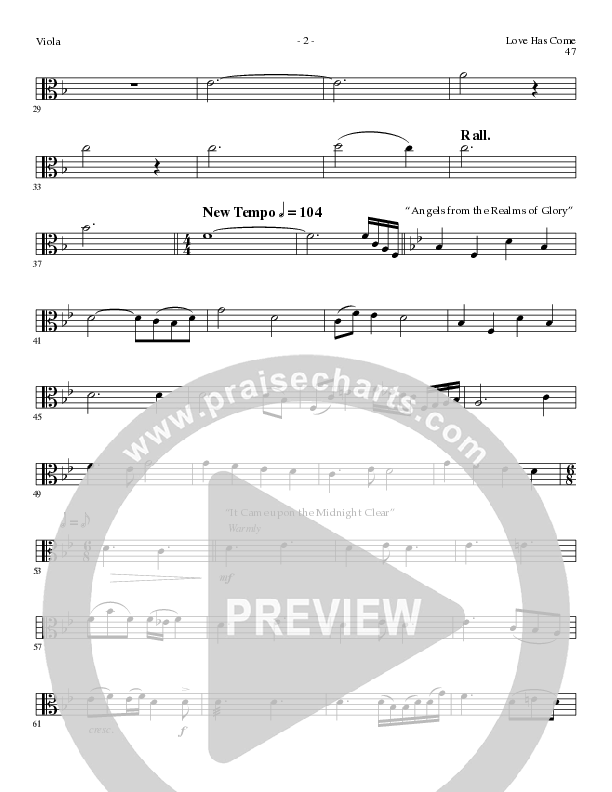 Love Has Come (with Angels From The Realms Of Glory, It Came Upon A Midnight Clear, Angels We Have H (Choral Anthem SATB) Viola (Lillenas Choral / Arr. Marty Parks)