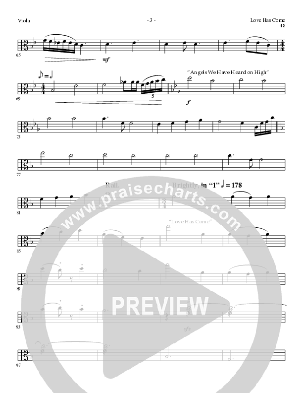 Love Has Come (with Angels From The Realms Of Glory, It Came Upon A Midnight Clear, Angels We Have H (Choral Anthem SATB) Viola (Lillenas Choral / Arr. Marty Parks)