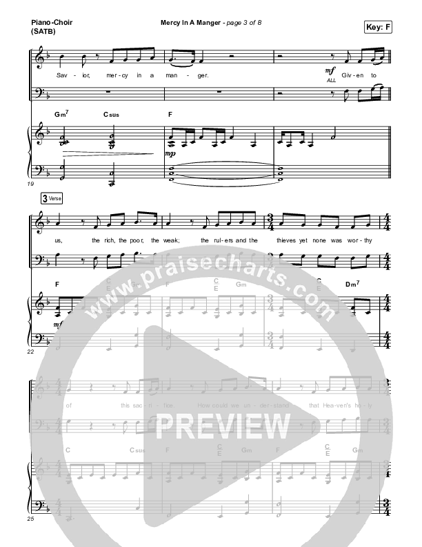 Mercy In A Manger Piano/Vocal (SATB) (Evan Craft / Mitch Wong)