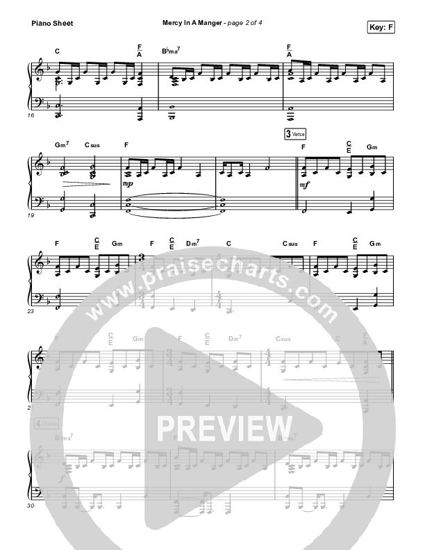 Mercy In A Manger Piano Sheet (Evan Craft / Mitch Wong)