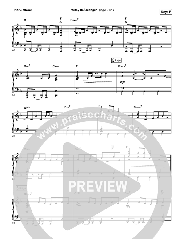 Mercy In A Manger Piano Sheet (Evan Craft / Mitch Wong)
