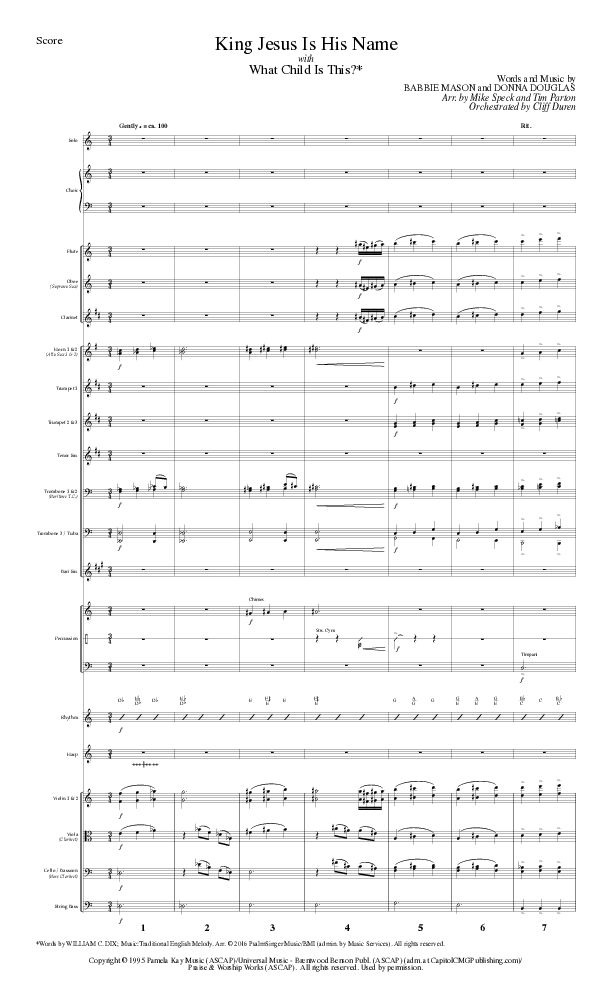King Jesus Is His Name with What Child Is This (Choral Anthem SATB) Orchestration (Lillenas Choral / Arr. Mike Speck / Arr. Tim Parton)