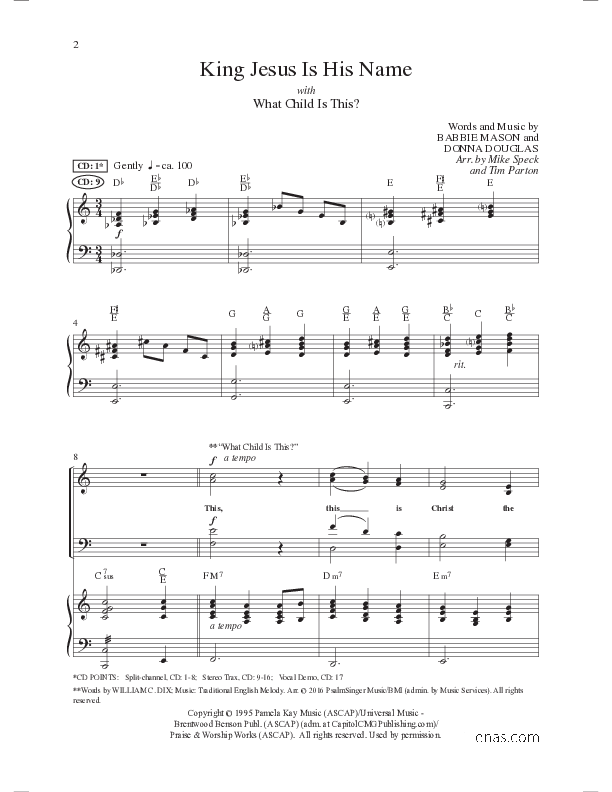King Jesus Is His Name with What Child Is This (Choral Anthem SATB) Anthem (SATB/Piano) (Lillenas Choral / Arr. Mike Speck / Arr. Tim Parton)