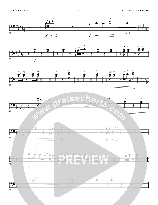 King Jesus Is His Name with What Child Is This (Choral Anthem SATB) Trombone 1/2 (Lillenas Choral / Arr. Mike Speck / Arr. Tim Parton)