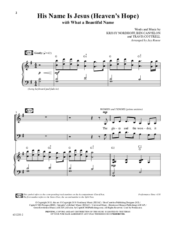 His Name Is Jesus (Heaven's Hope) (with What A Beautiful Name) (Choral Anthem SATB) Anthem (SATB/Piano) (Word Music Choral / Arr. Jay Rouse)